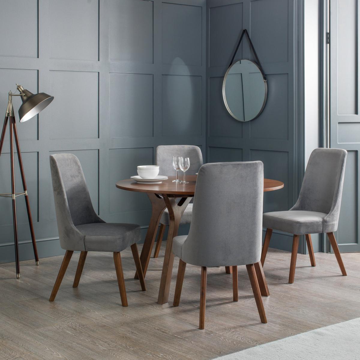 Huxley 4 Seater Round Dining Table, Walnut Walnut – image 1