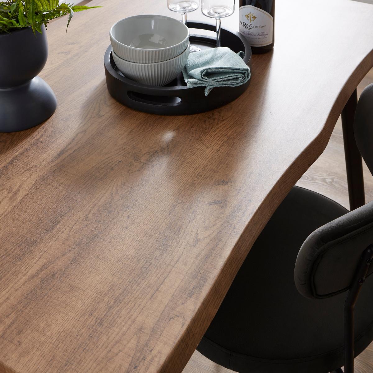 Tiarna Wave Edge Dining Table Rustic Oak Effect – image 2
