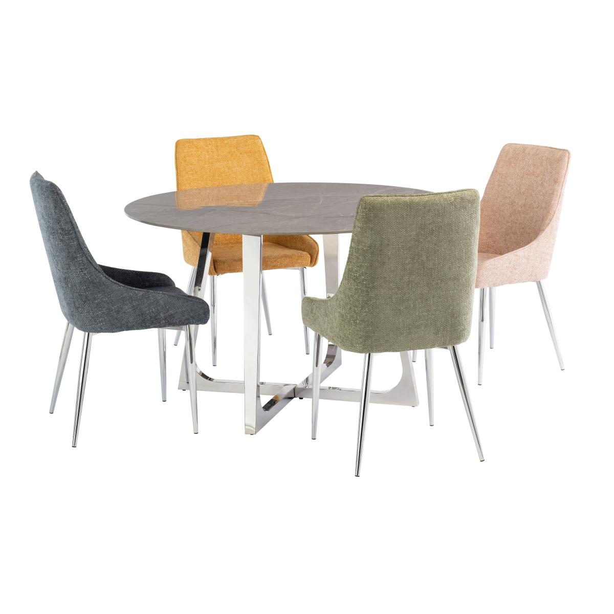 Desana 4 Seater Round Dining Table, Grey Sintered Stone Grey – image 3