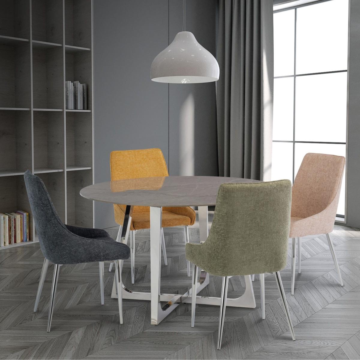 Desana 4 Seater Round Dining Table, Grey Sintered Stone Grey – image 1