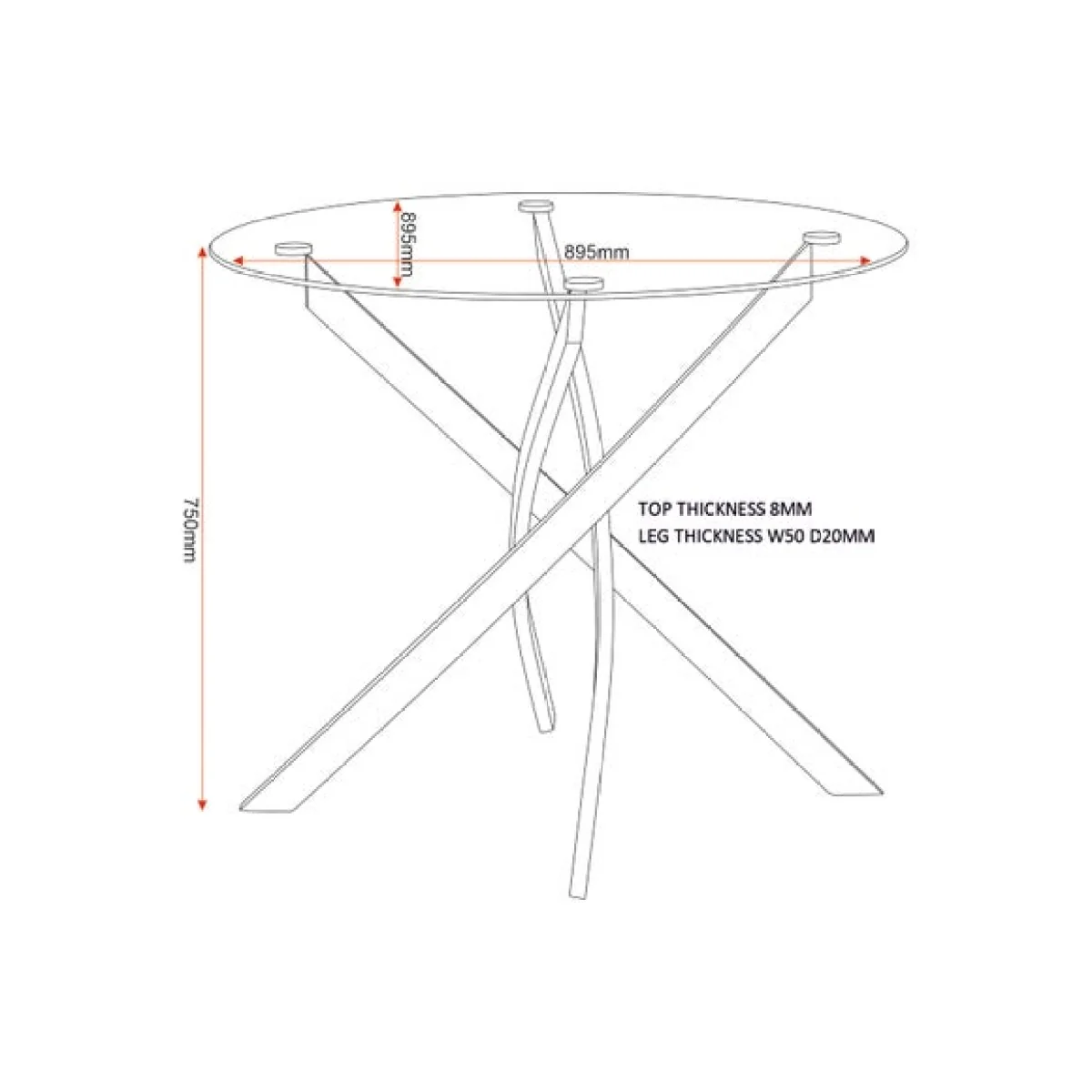 Sheldon Round Glass Top Dining Table – image 3