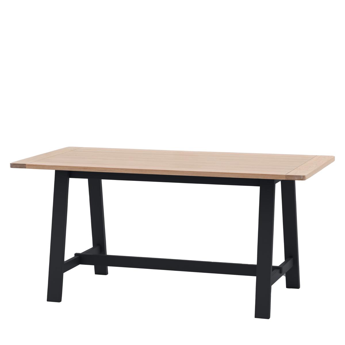 Elda Trestle 4 Seater Rectangular Dining Table, Oak Charcoal (Grey) – image 3