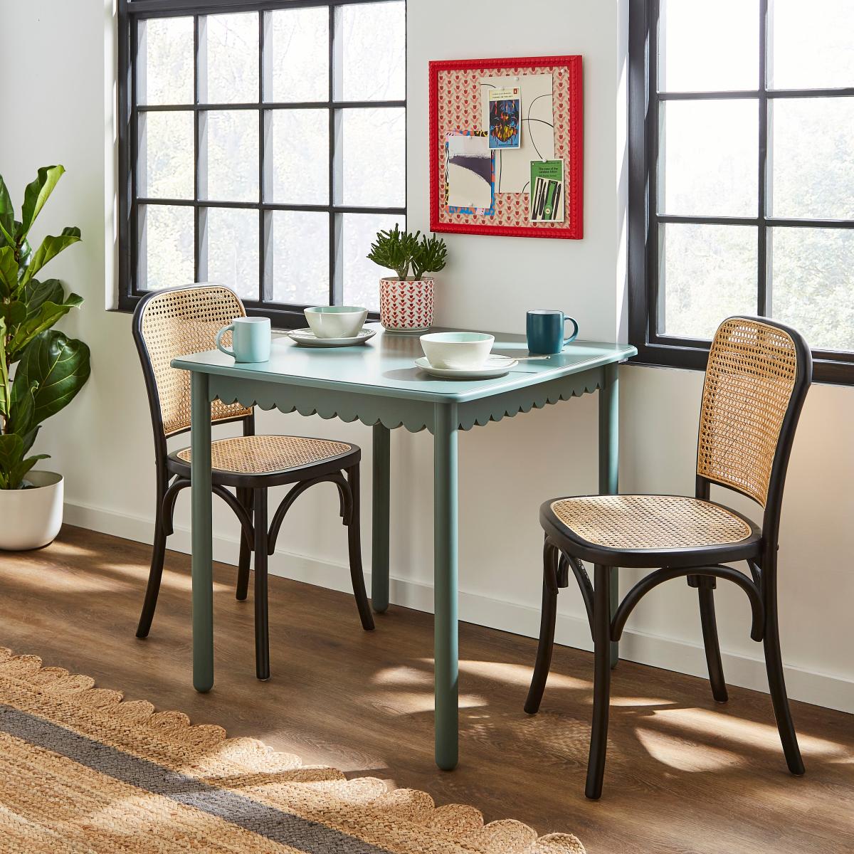 Remi 4 Seater Square Dining Table, Forest Green Green – image 1