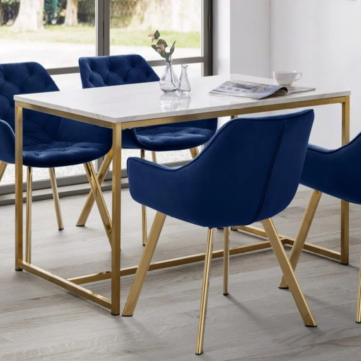 Return - Scala 4 Seater Rectangular Dining Table, Gold – image 1