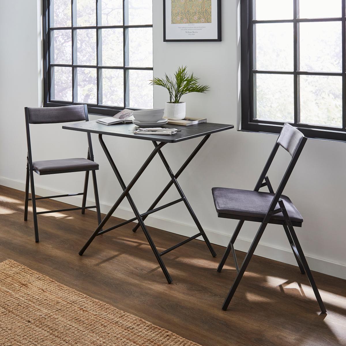 Folding Wood Effect Table Black – image 1