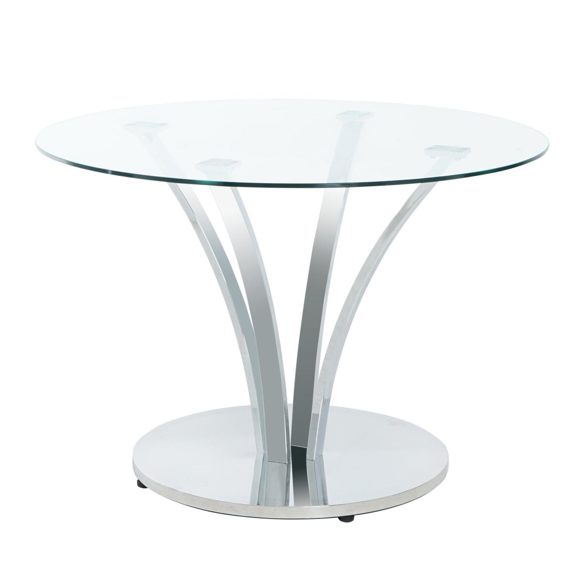 Tallulah 4 Seater Round Tulip Dining Table, Silver Glass Silver – image 2