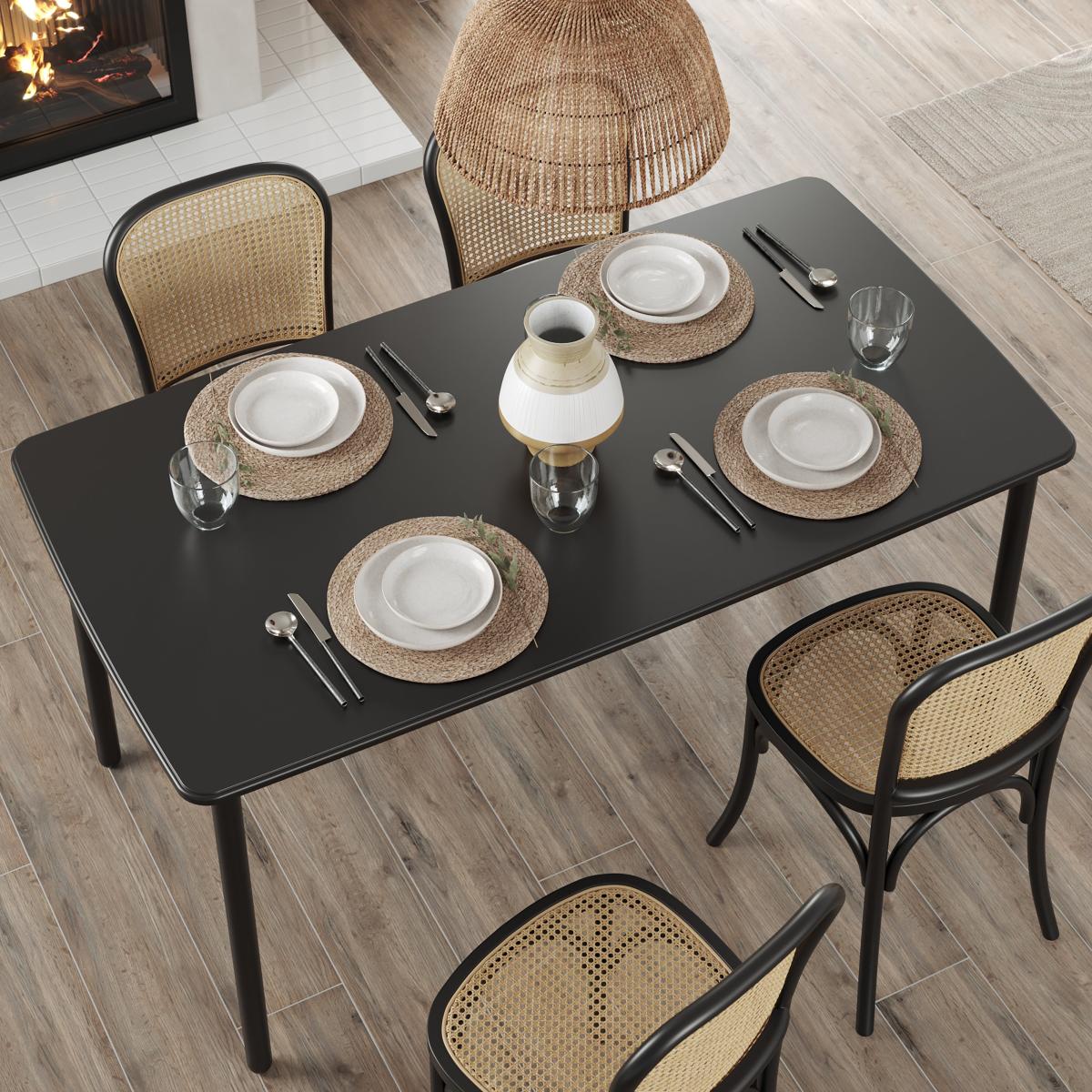 Remi 6 Seater Rectangular Dining Table, Black Black – image 2