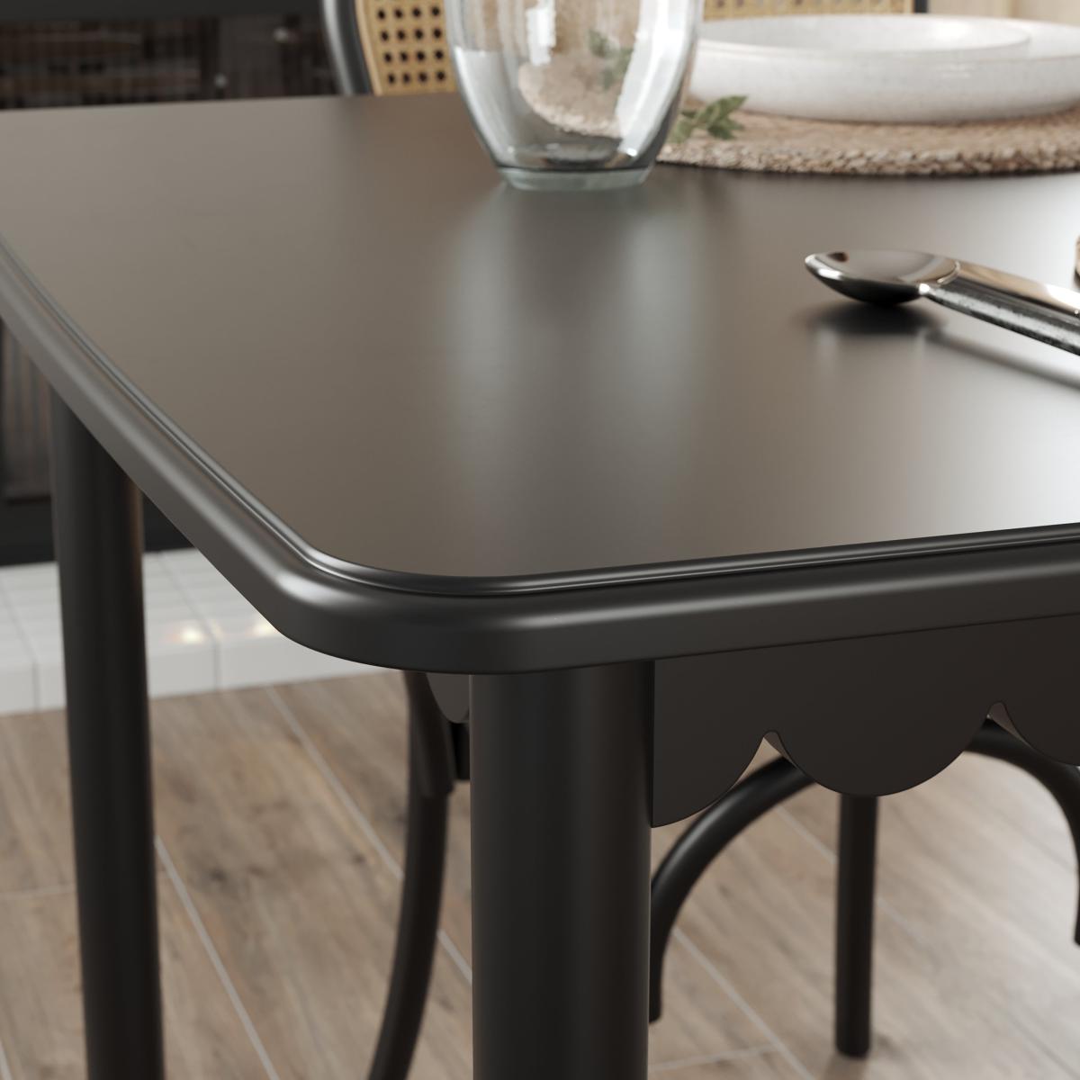 Remi 6 Seater Rectangular Dining Table, Black Black – image 3