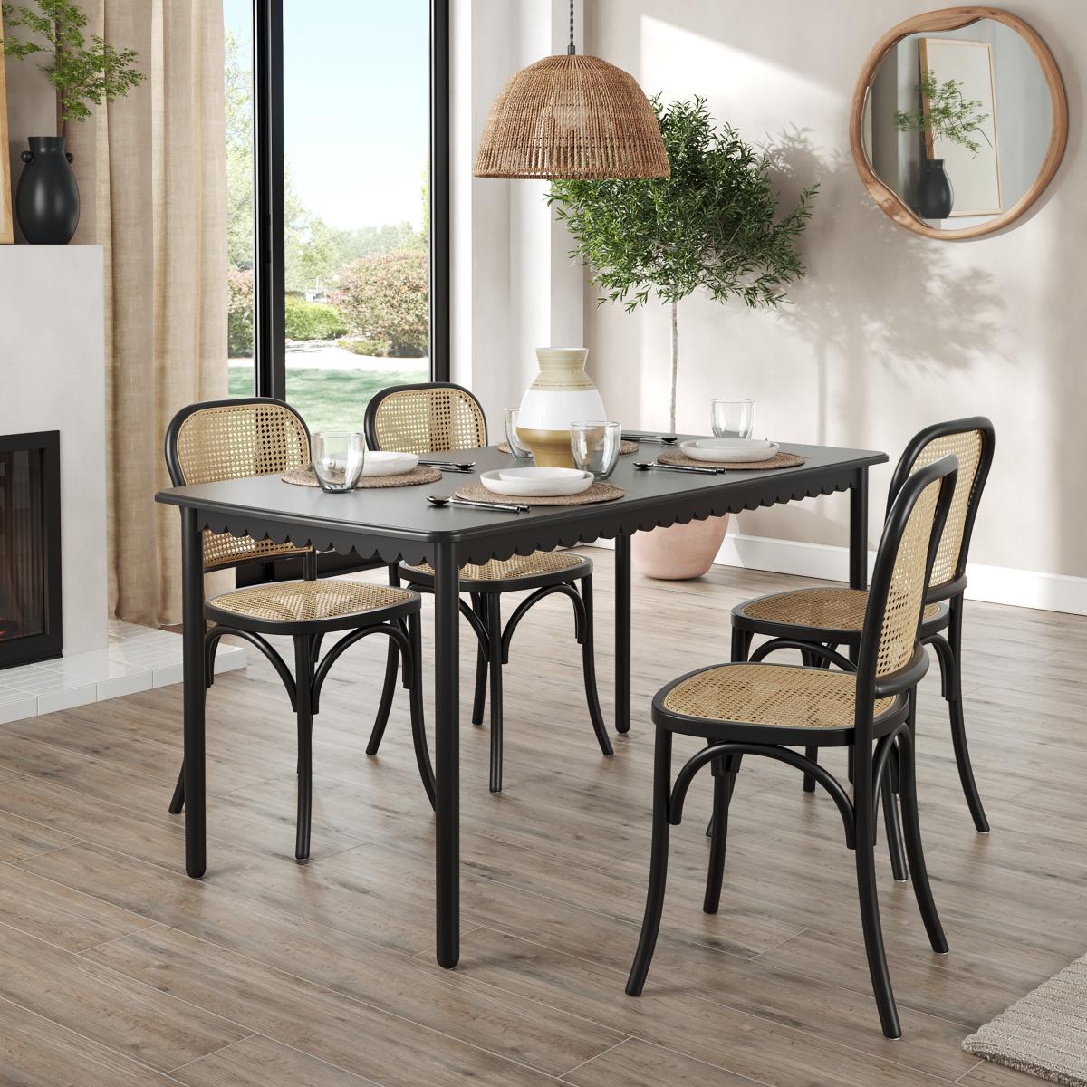 Remi 6 Seater Rectangular Dining Table, Black Black – image 1