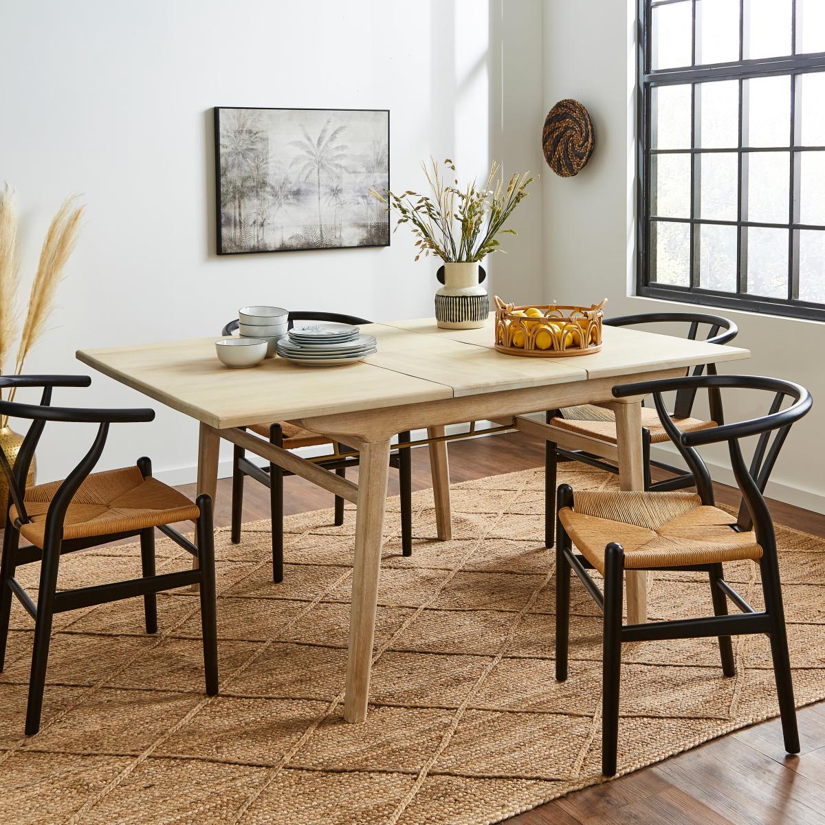 Laila Square Mango Wood Extendable Dining Table Off-White – image 2