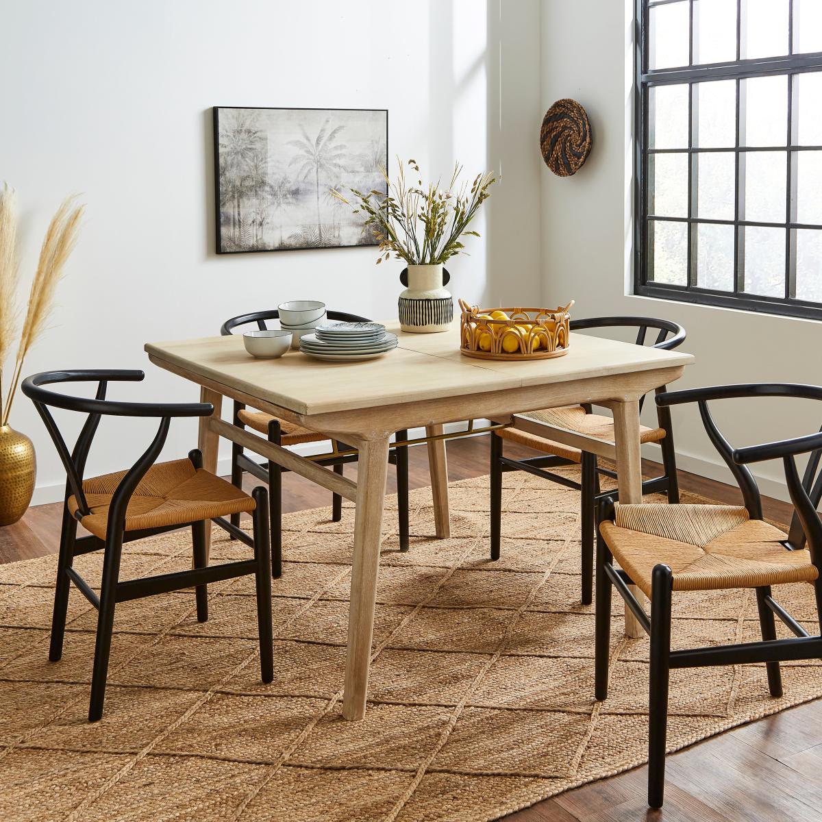 Laila Square Mango Wood Extendable Dining Table Off-White – image 1