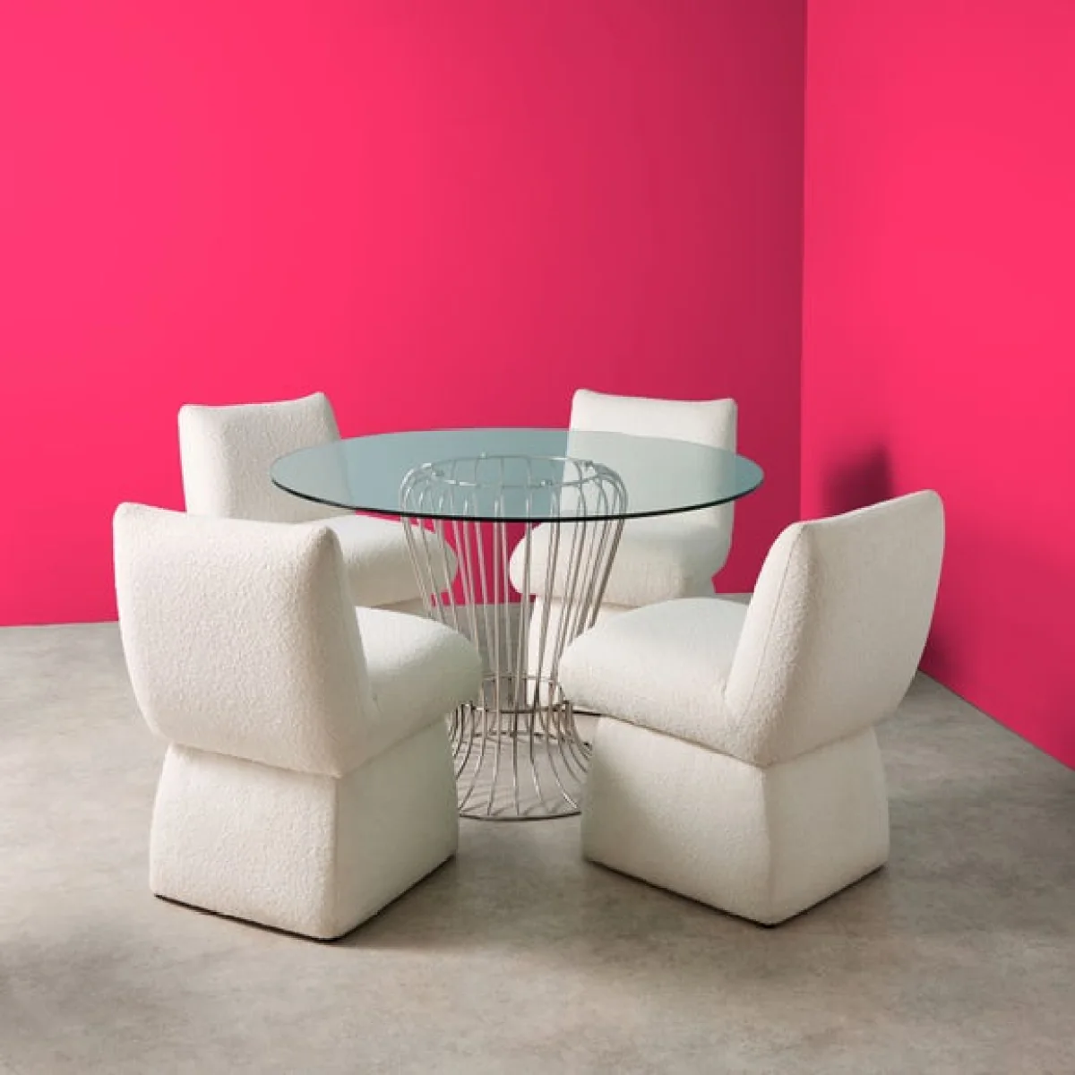 Yinka Ilori Trumpet Round Glass Top Metal Dining Table – image 2