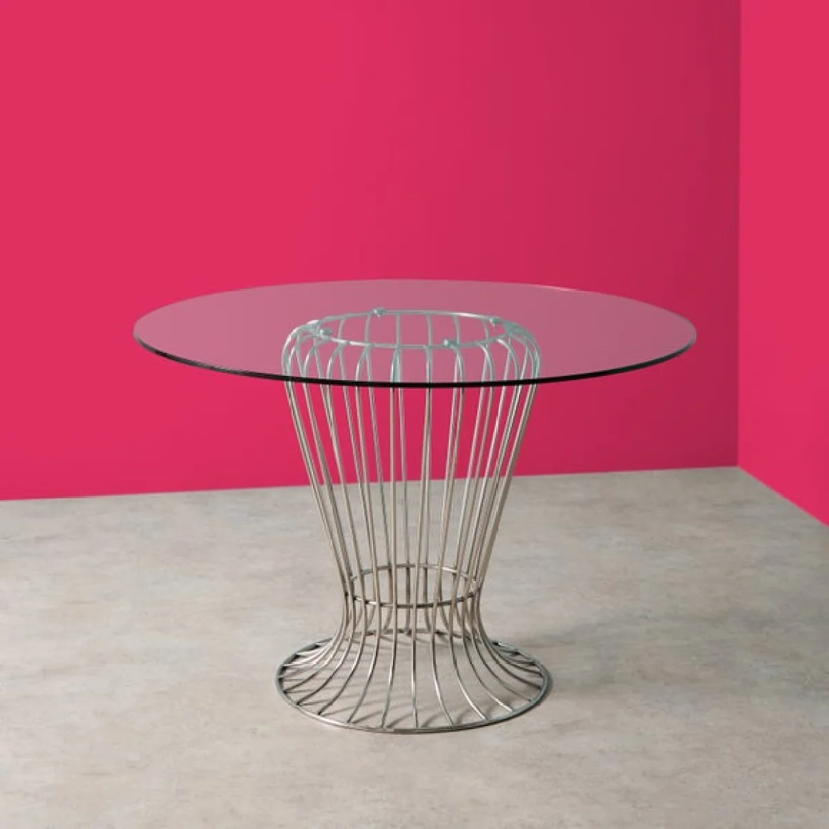 Yinka Ilori Trumpet Round Glass Top Metal Dining Table – image 1