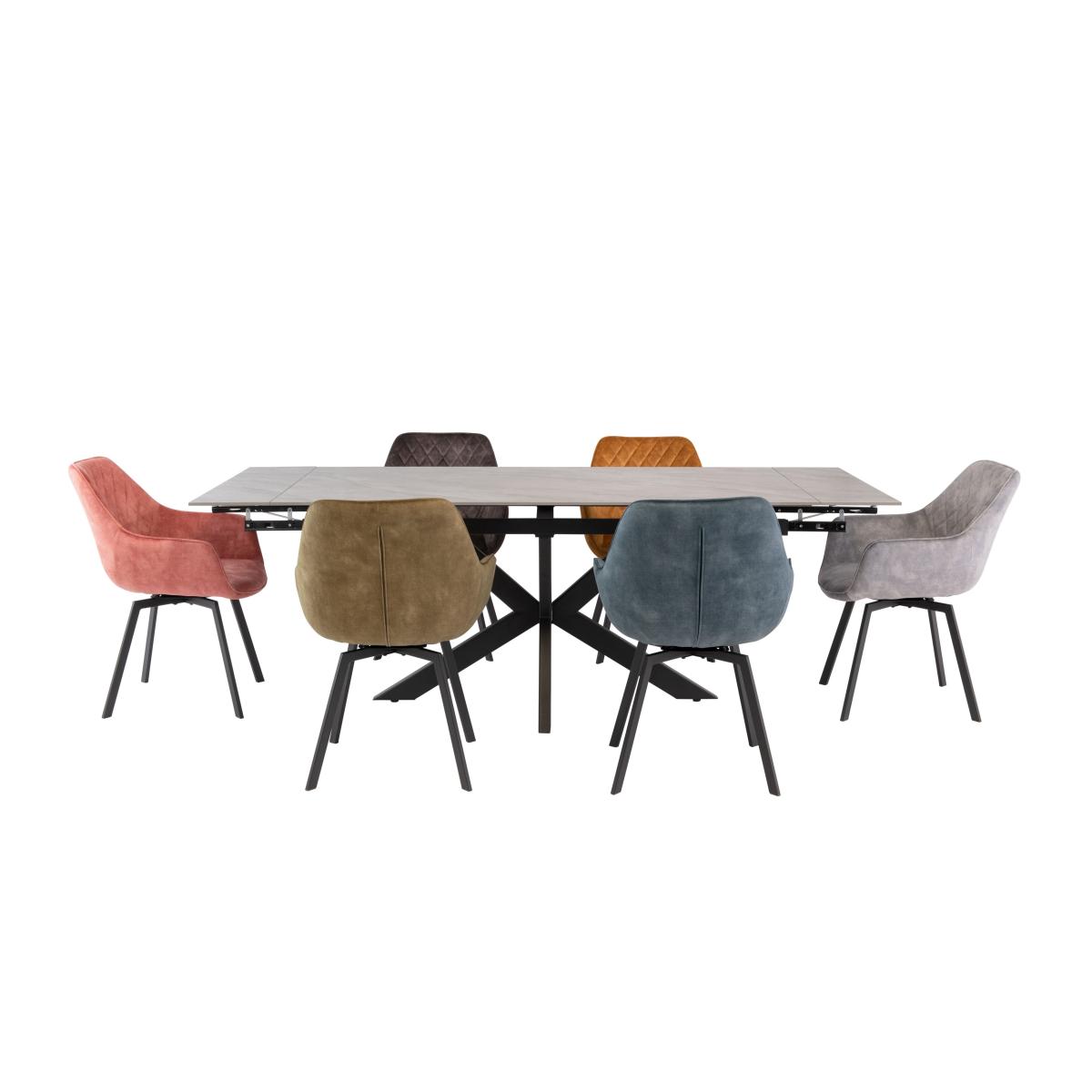 Sutton 6-8 Seater Rectangular Extendable Dining Table, Grey Sintered Stone Grey/White – image 4