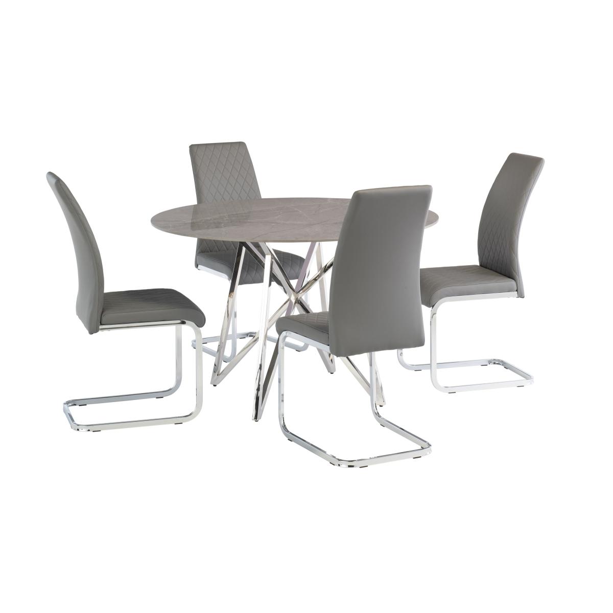 Jennis Round 4 Seater Dining Table, Sintered Stone Grey – image 3