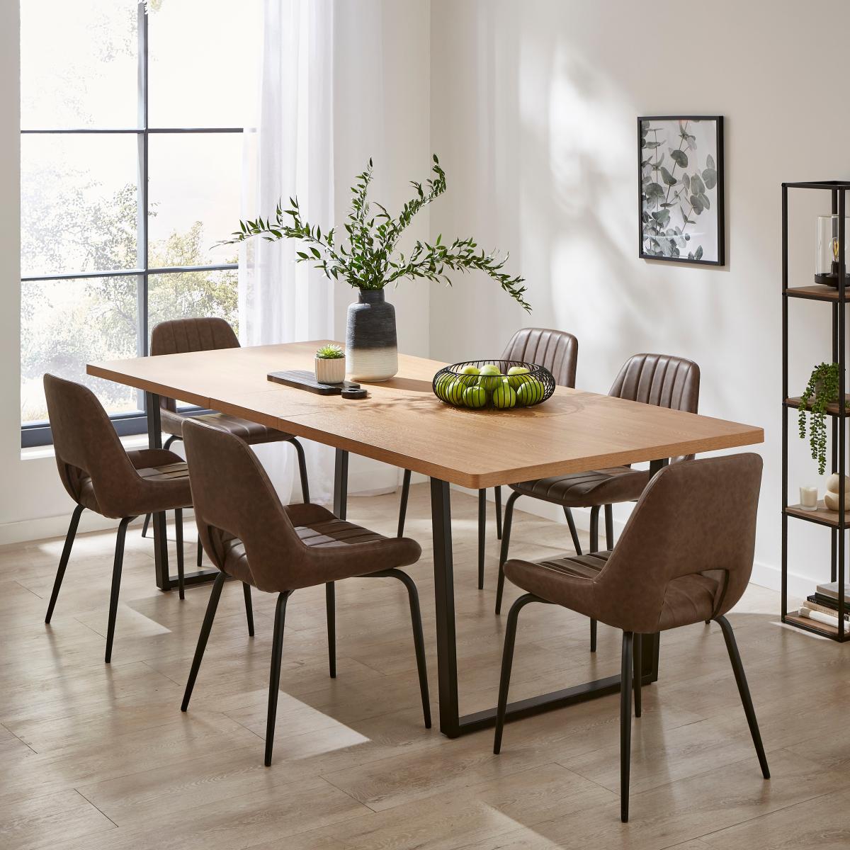 Vixen Rectangle Extending Dining Table, 180cm to 220cm Oak Effect Oak (Brown) – image 2