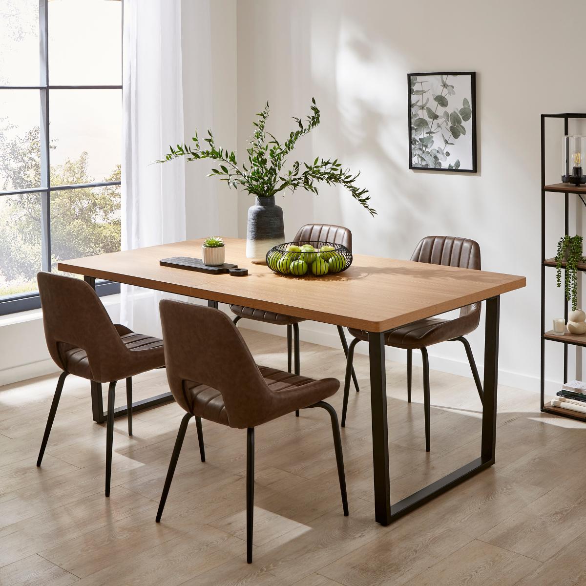 Vixen Rectangle Extending Dining Table, 180cm to 220cm Oak Effect Oak (Brown) – image 1