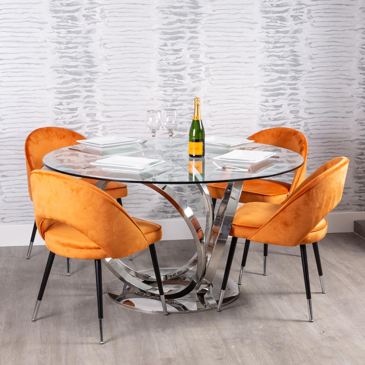 Eloise Round 4 Seater Dining Table Glass Clear