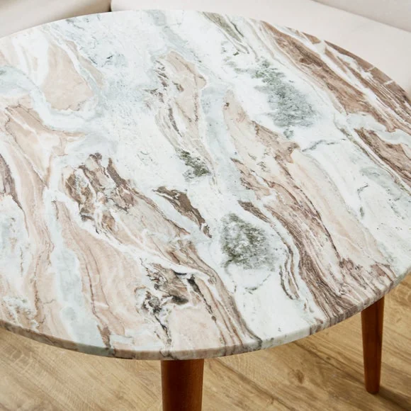 Thea Round Dining Table, Marble and Mango Wood – image 2