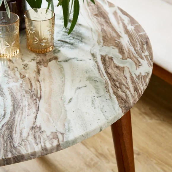 Thea Round Dining Table, Marble and Mango Wood – image 3