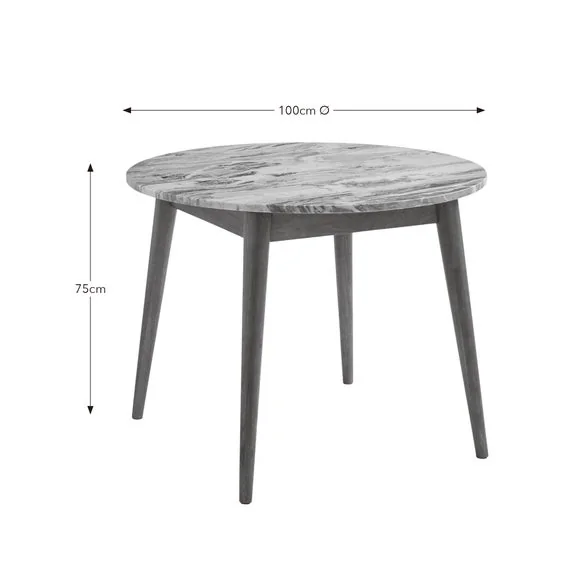 Thea Round Dining Table, Marble and Mango Wood – image 7
