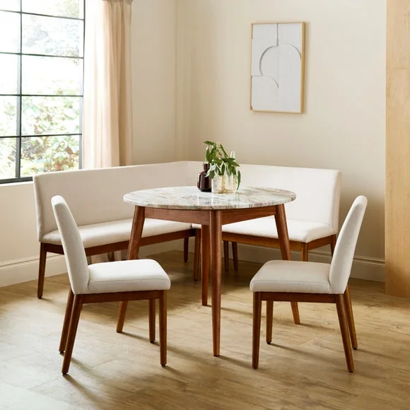 Thea Round Dining Table, Marble and Mango Wood – image 1