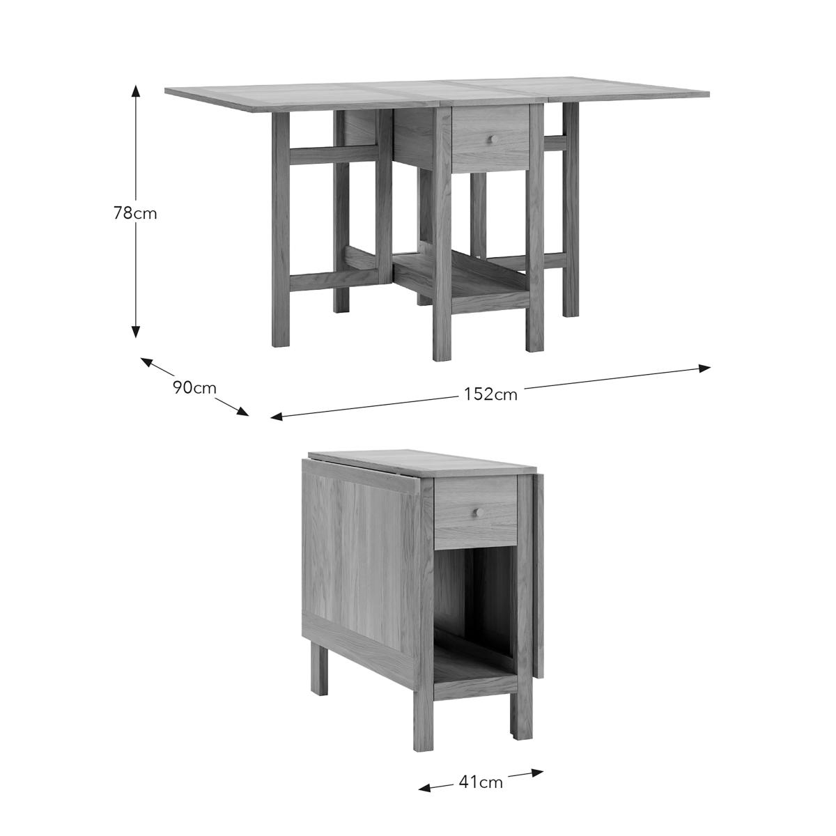 Clifford 2-4 Seater Drop Leaf Dining Table, Oak Oak – image 6