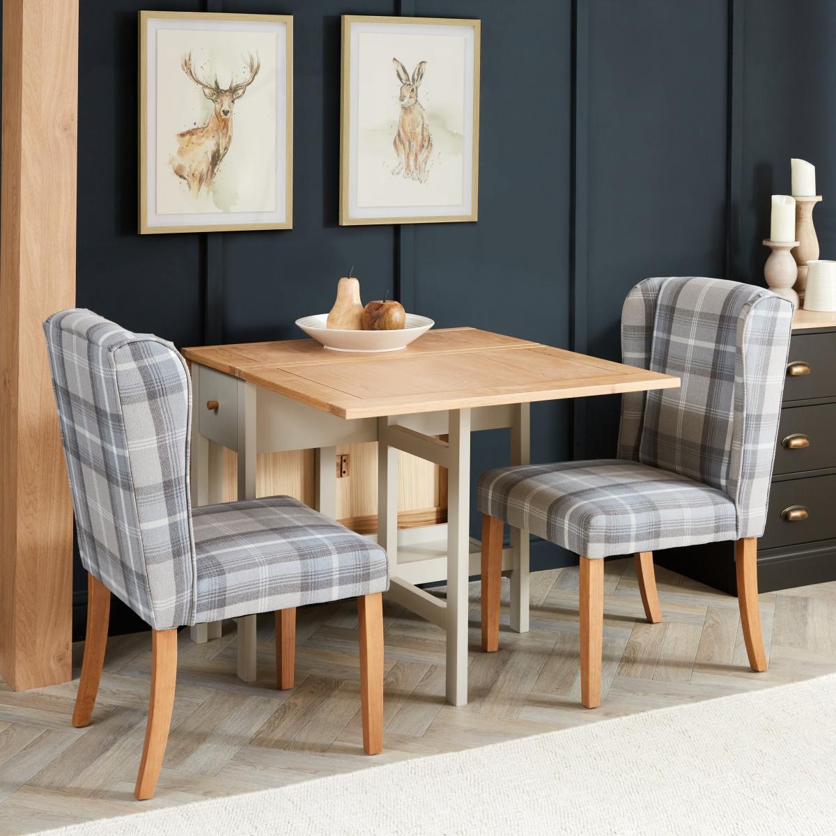 Clifford 6 Seater Rectangular Drop Leaf Dining Table Grey – image 2