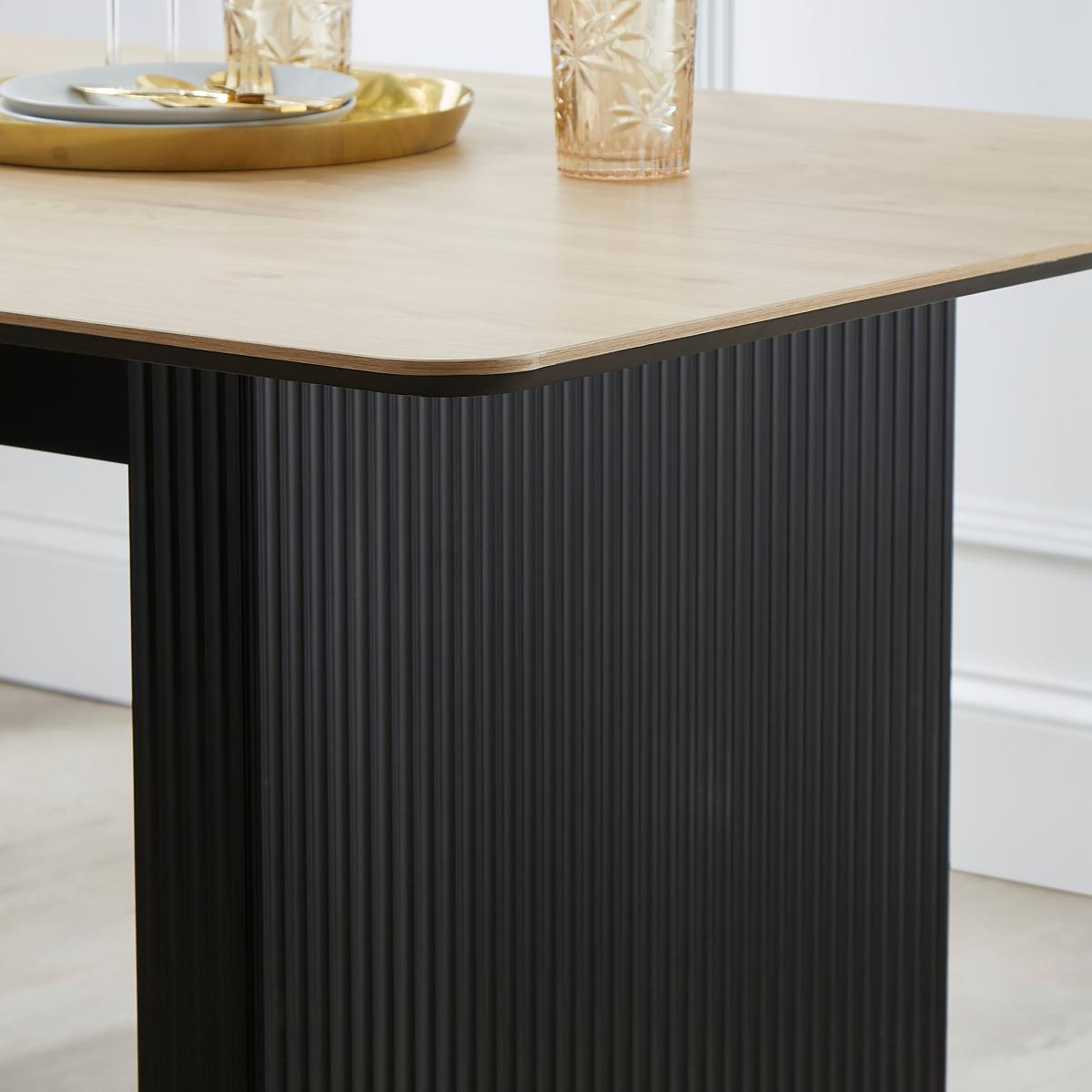 Georgi 6 Seater Rectangular Dining Table, Black Natural – image 2