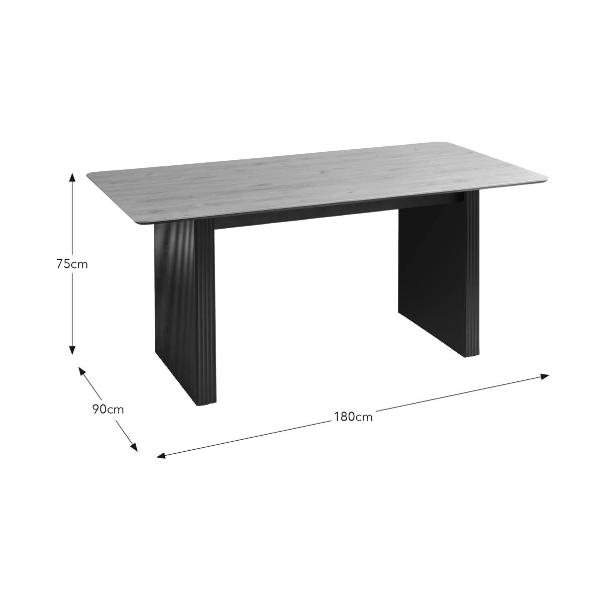 Georgi 6 Seater Rectangular Dining Table, Black Natural – image 5