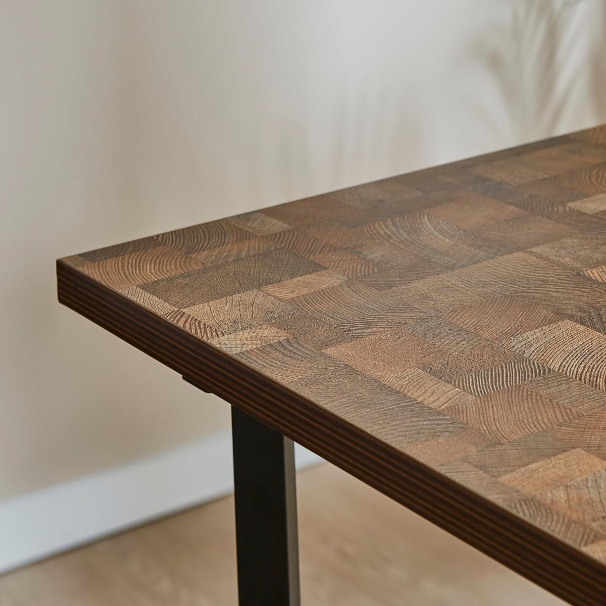 Brayden 6 Seater Rectangular Dining Table, Parquet Effect Brown – image 2