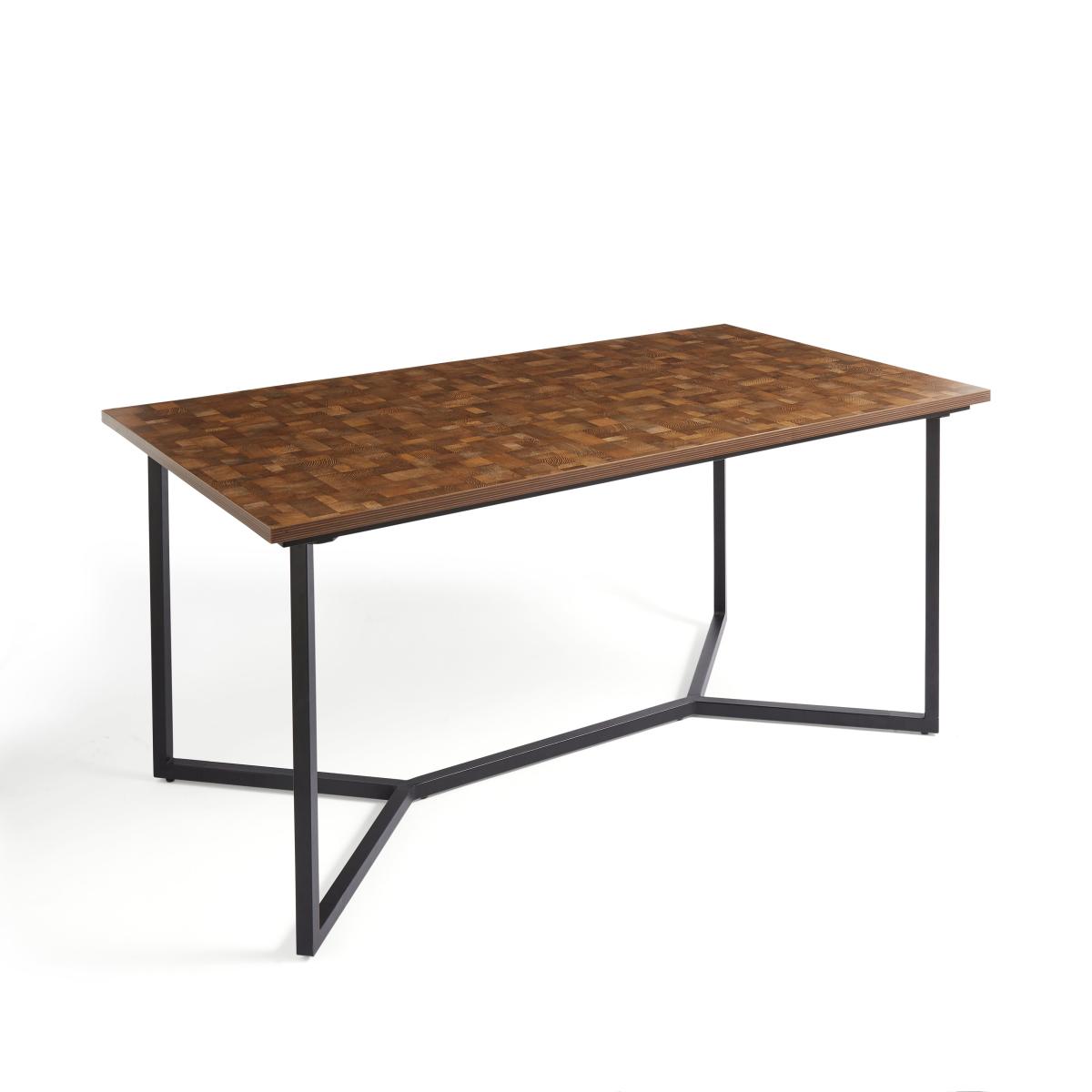Brayden 6 Seater Rectangular Dining Table, Parquet Effect Brown – image 4