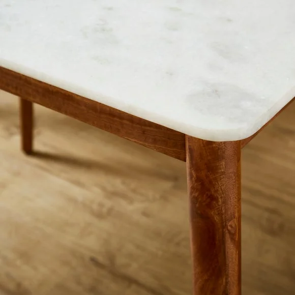 Thea Rectangle Dining Table, Marble and Mango Wood – image 3