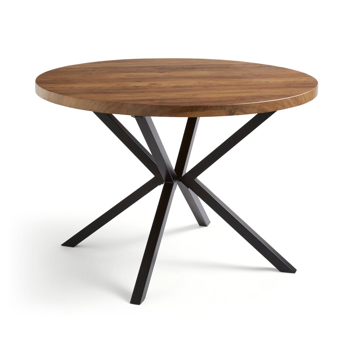 Ezra Round 4 Seater Dining Table, Rustic Wood Effect – image 3