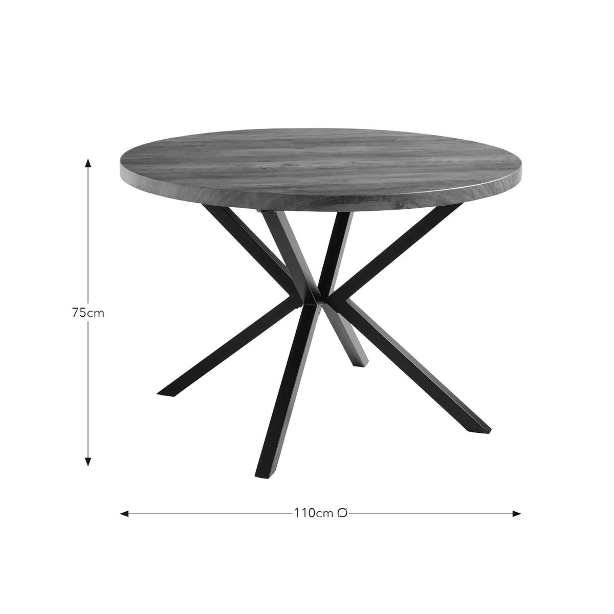 Ezra Round 4 Seater Dining Table, Rustic Wood Effect – image 4