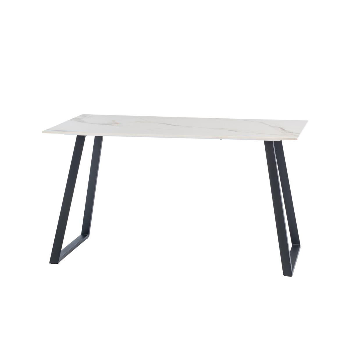 Massimo 4 Seater Rectangular Dining Table, White Sintered Stone White/Black – image 2