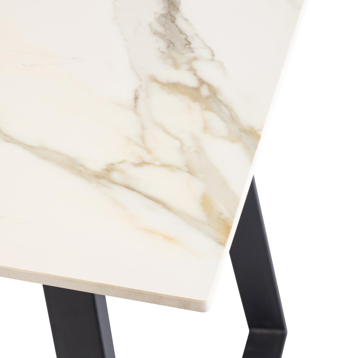 Massimo 4 Seater Rectangular Dining Table, White Sintered Stone White/Black – image 3