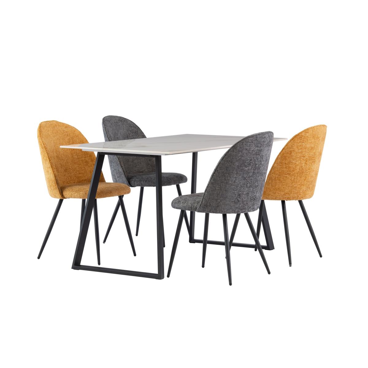 Massimo 4 Seater Rectangular Dining Table, White Sintered Stone White/Black – image 4