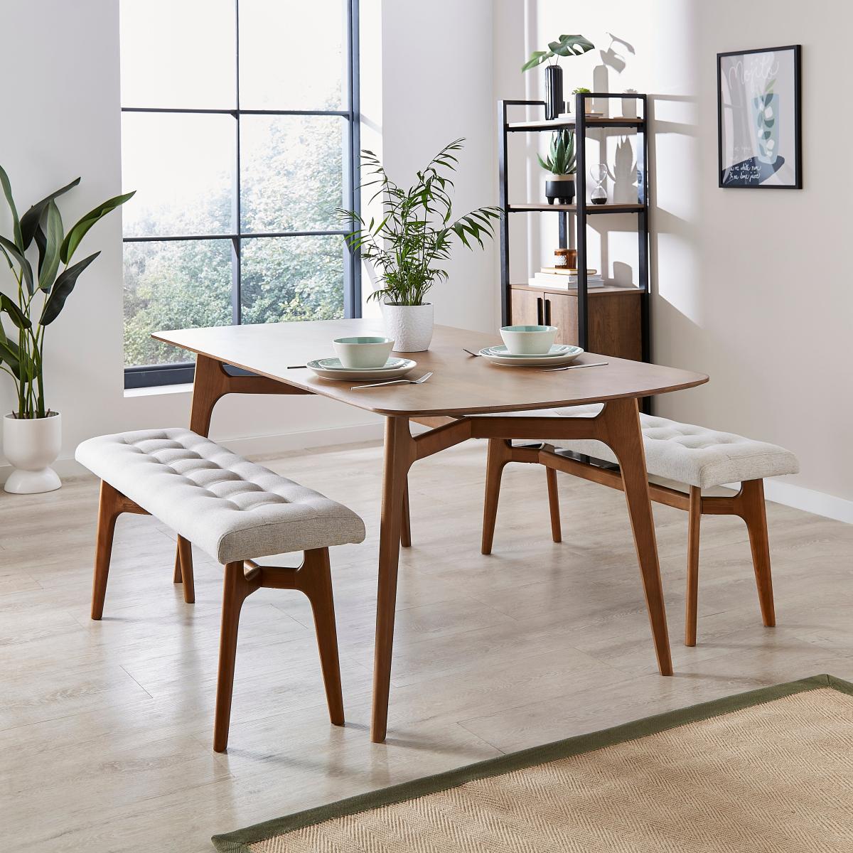 Elements Alva 6 Seater Rectangular Dining Table Rectangular, Walnut Stained Brown – image 5