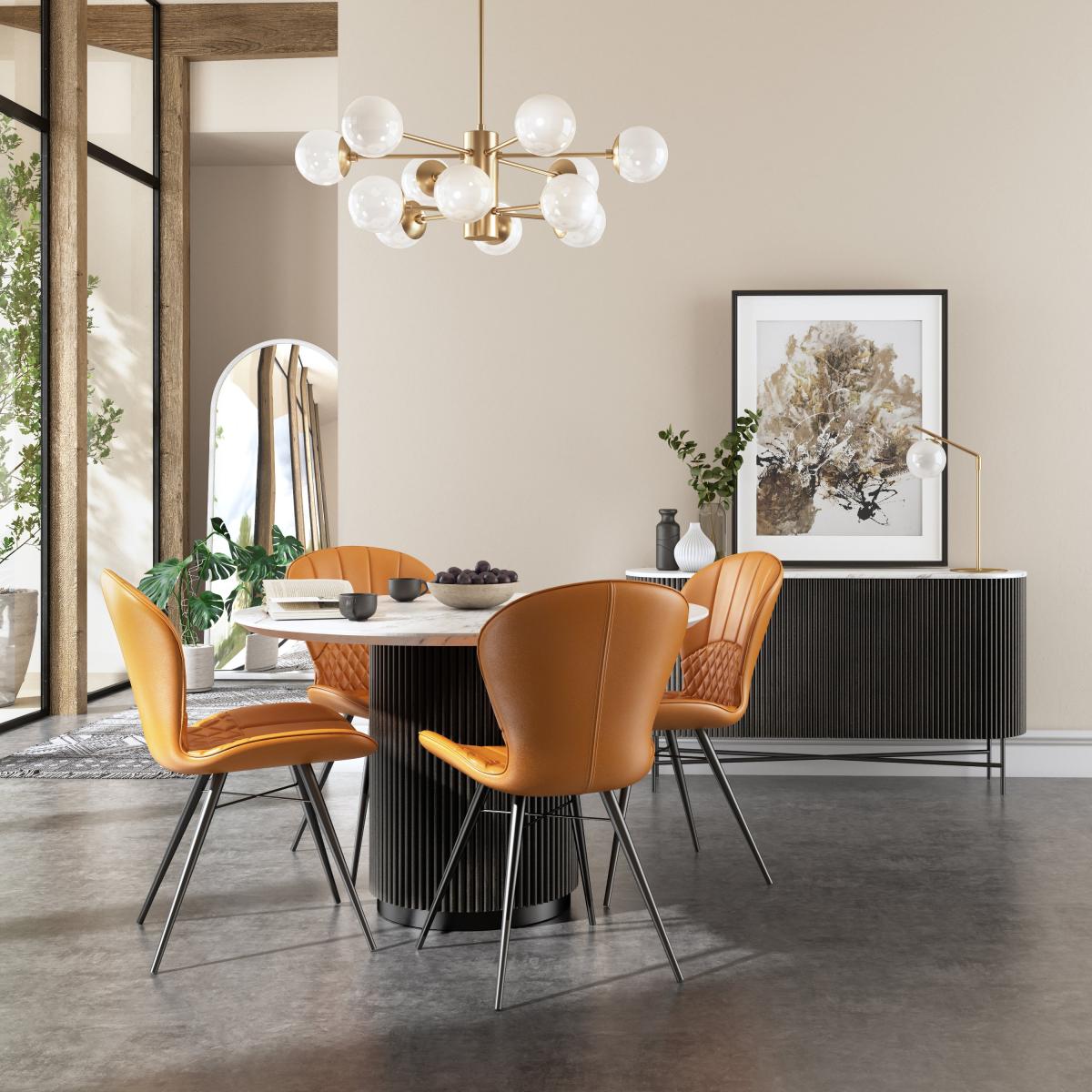 Kiera 4 Seater Round Dining Table, Real Marble Black – image 1