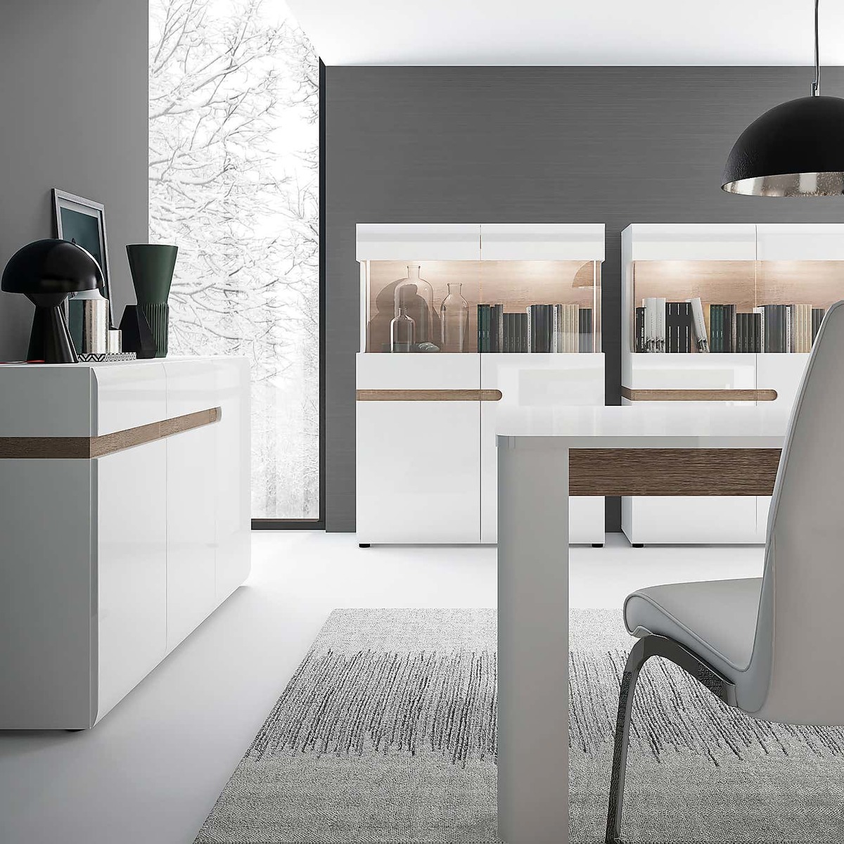 Chelsea Extending Dining Table Grey with White – image 3