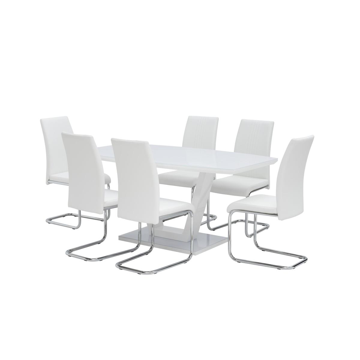 Venice 6 Seater Dining Table, Glass White – image 3