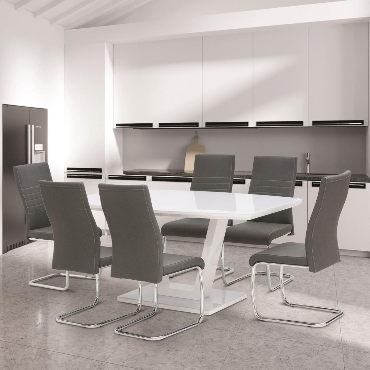 Venice 6 Seater Dining Table, Glass White – image 1
