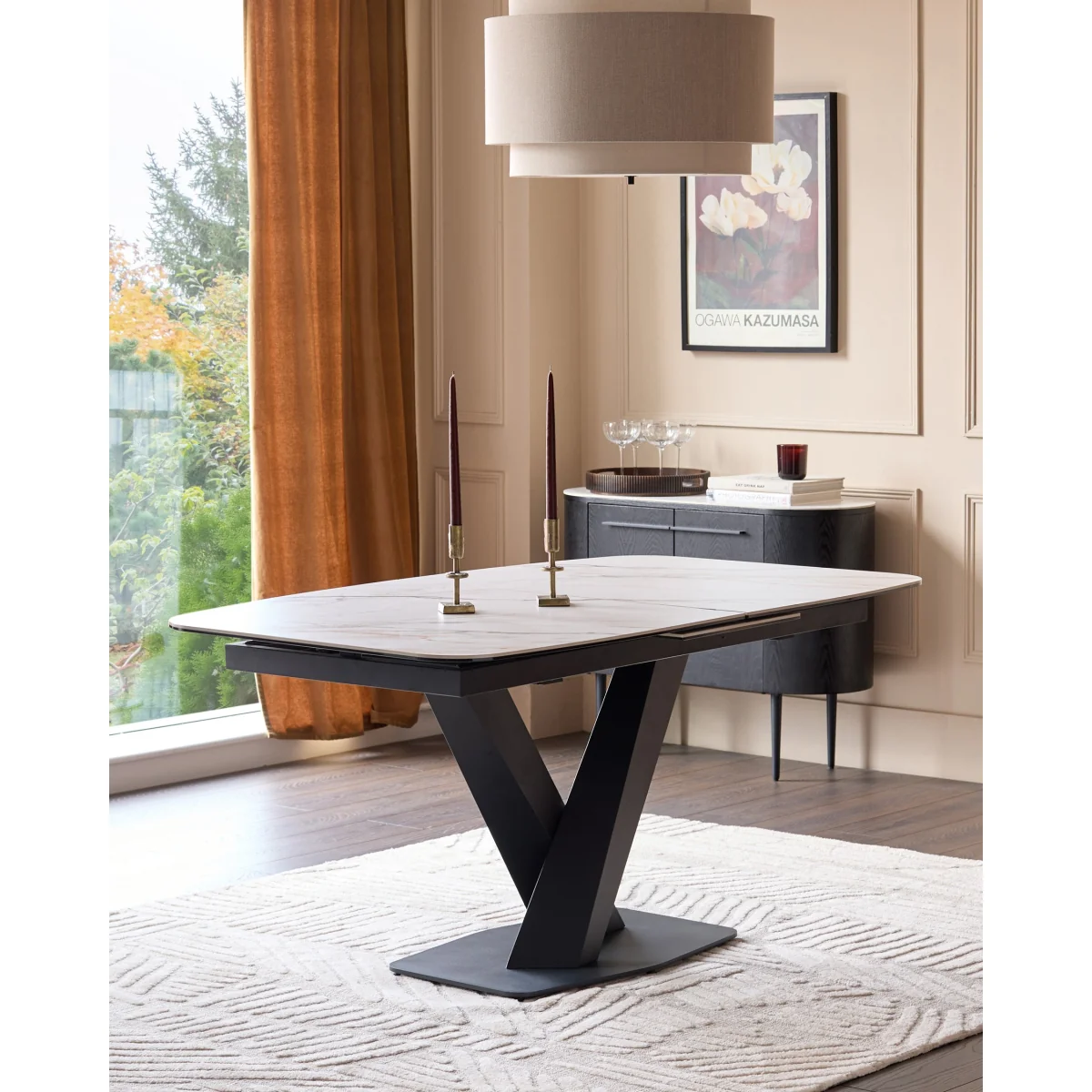 Carter natural ceramic 6-8 seater extending dining table – image 2
