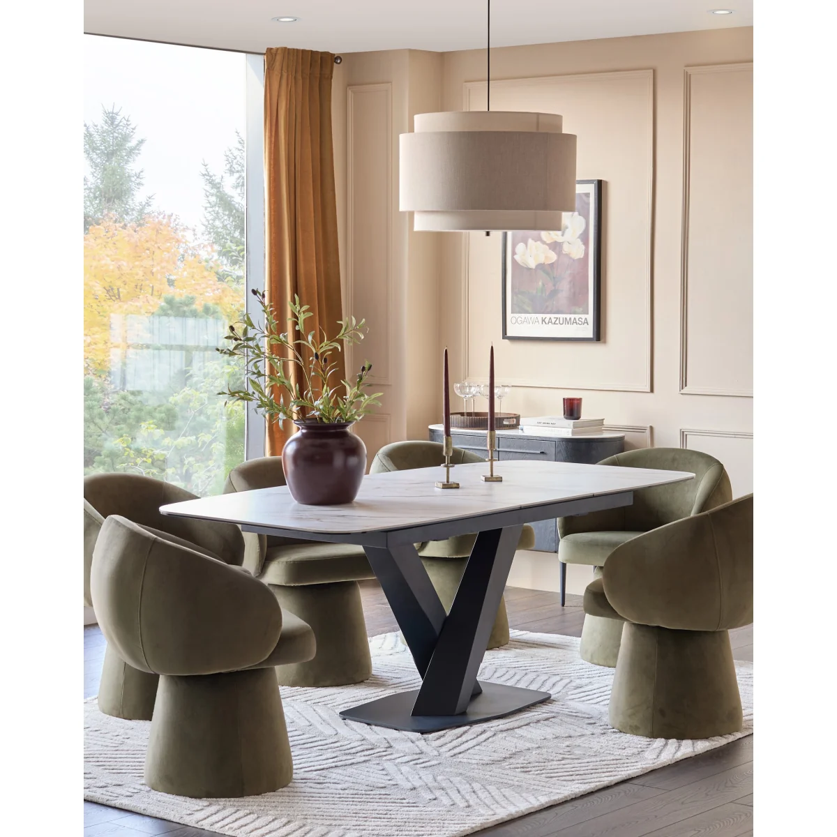 Carter natural ceramic 6-8 seater extending dining table – image 3