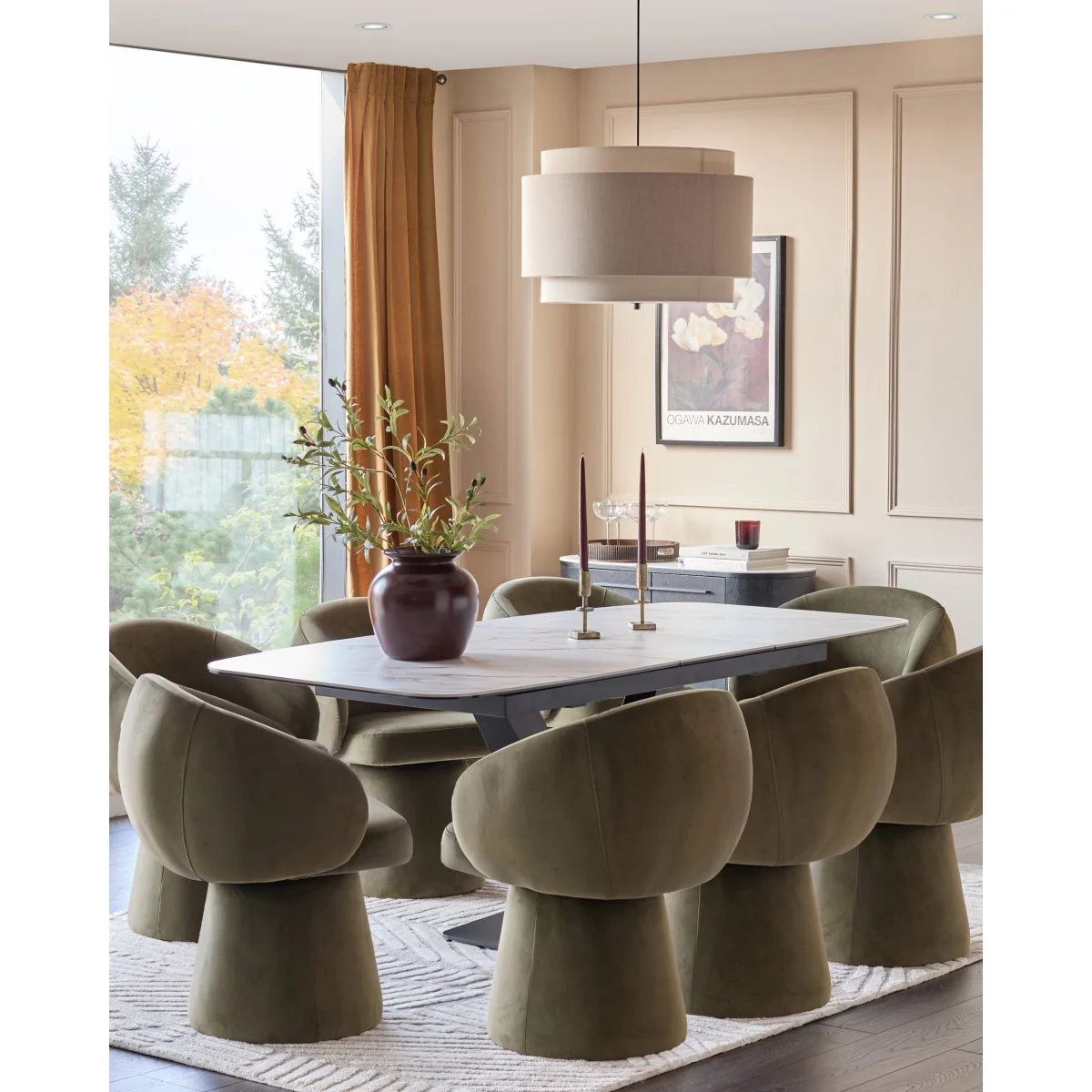 Carter natural ceramic 6-8 seater extending dining table – image 4