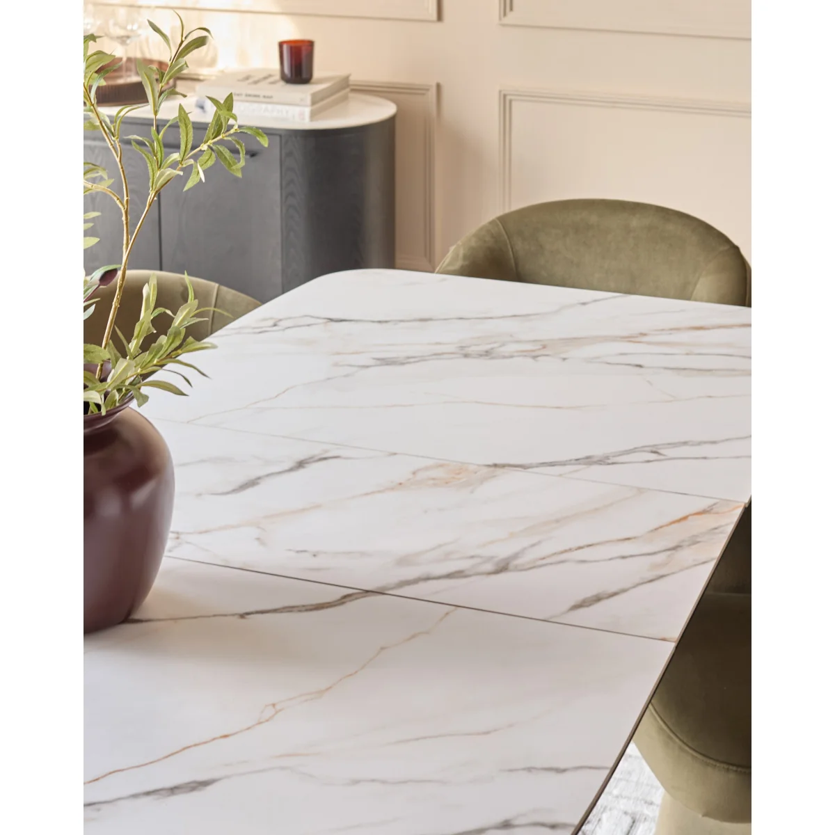 Carter natural ceramic 6-8 seater extending dining table – image 5