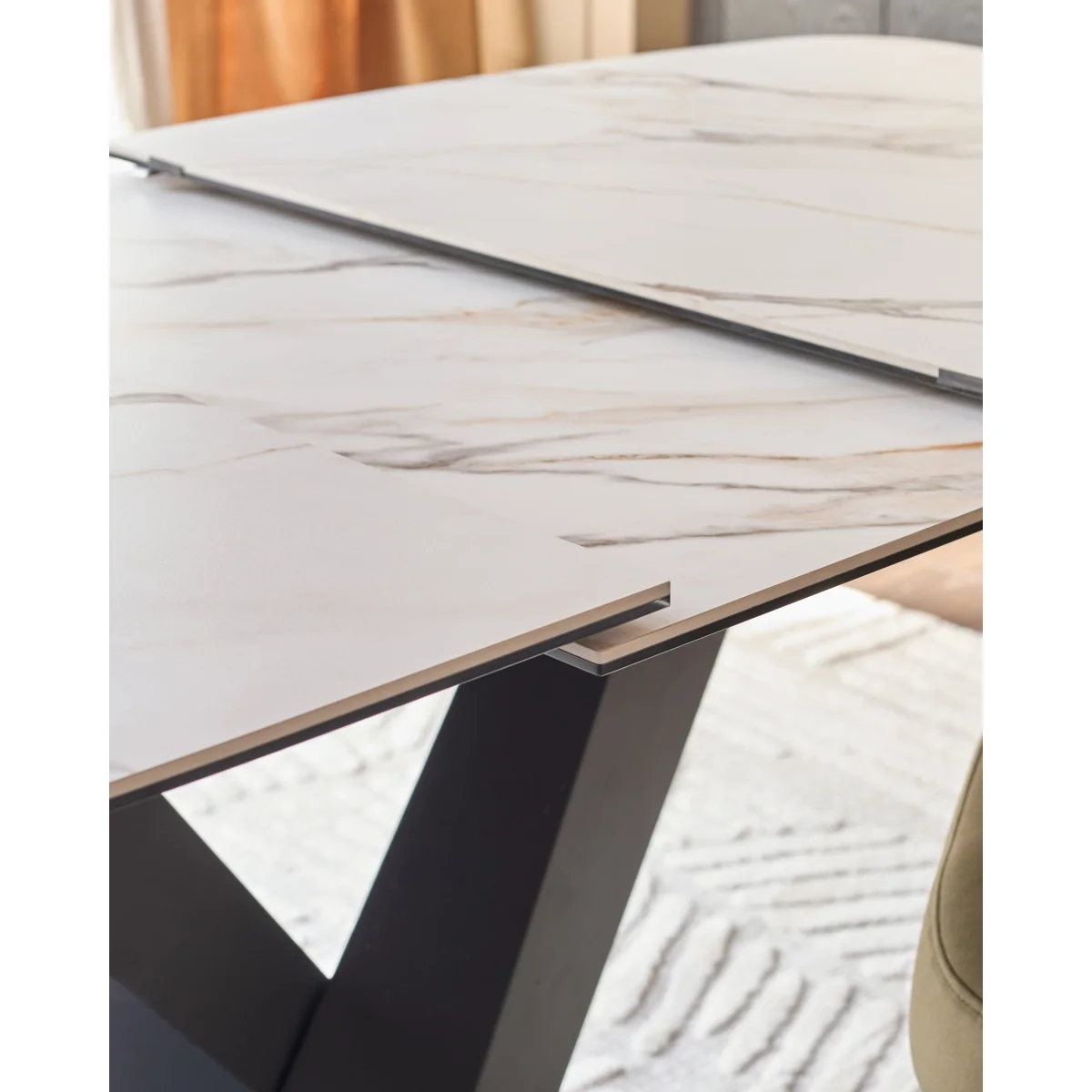 Carter natural ceramic 6-8 seater extending dining table – image 6