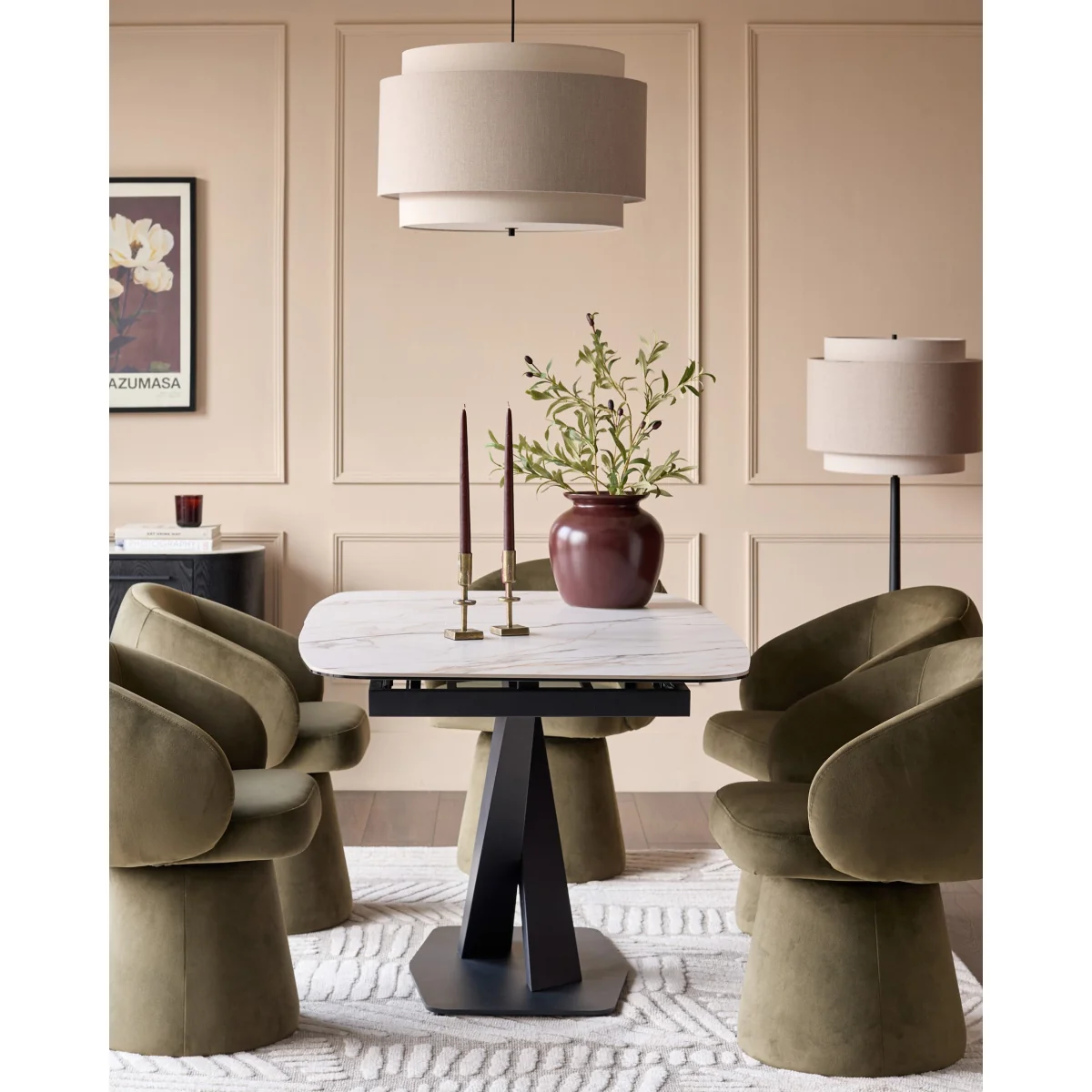 Carter natural ceramic 6-8 seater extending dining table – image 8