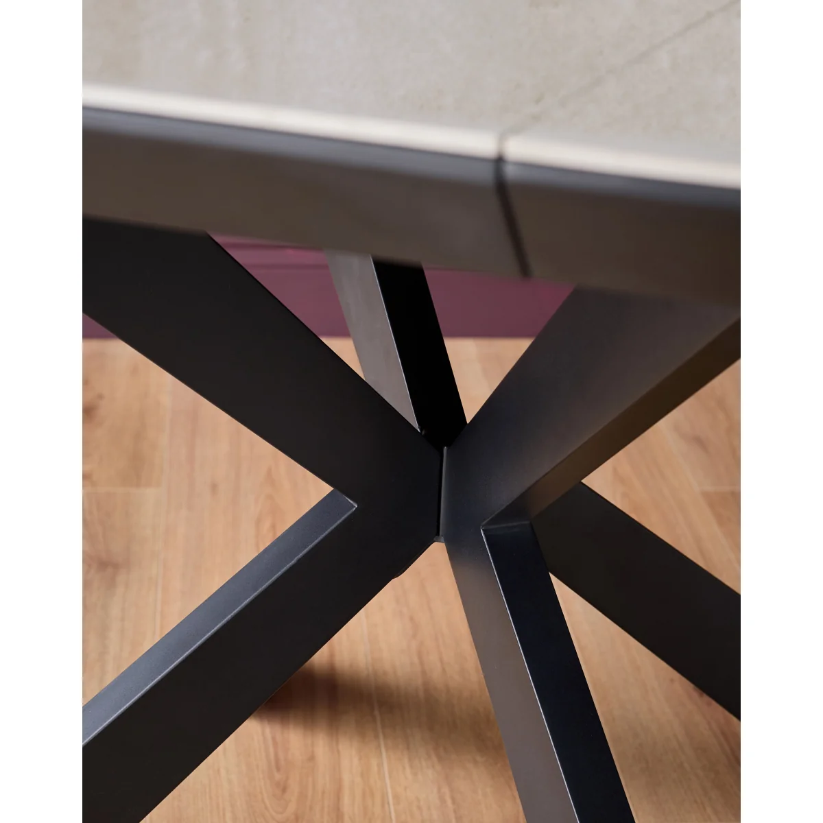 Hayden natural travertine ceramic 4-6 extending round dining table – image 7